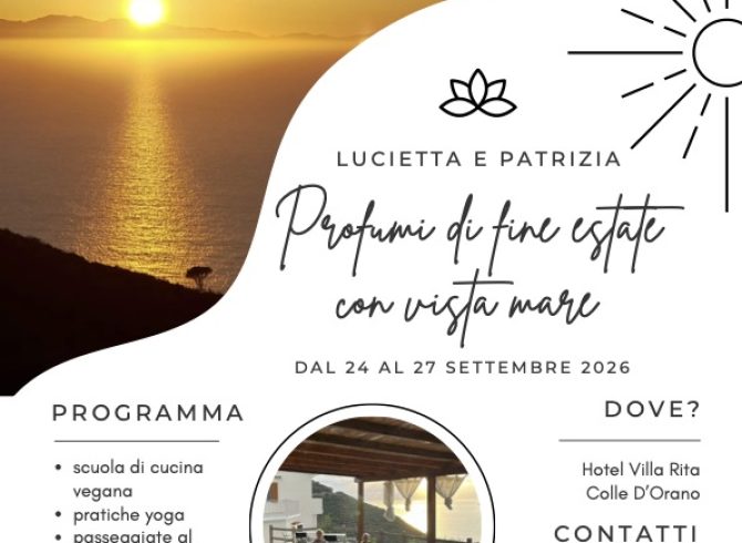 Locandina evento Profumi di fine estate con vista mare
